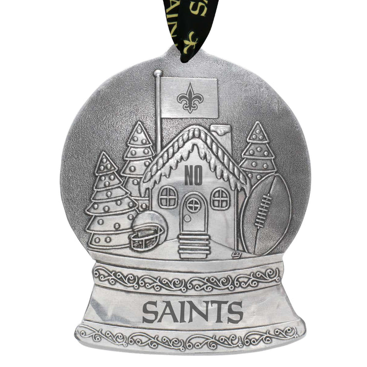 New Orleans Saints Gingerbread Football Fan House Snow Globe Ornament