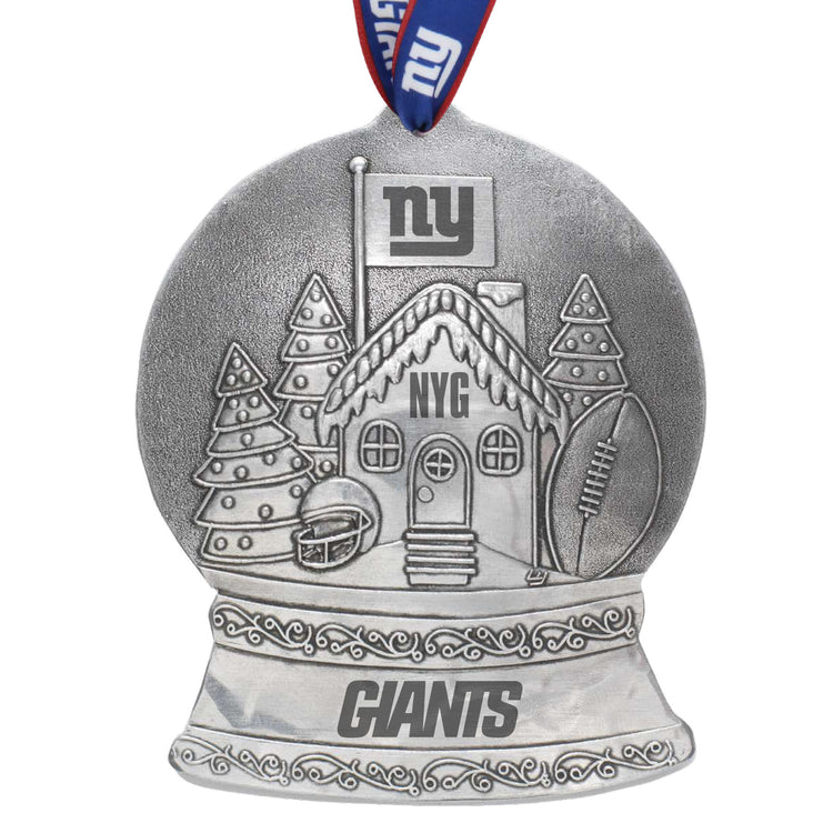 New York Giants Gingerbread Football Fan House Snow Globe Ornament