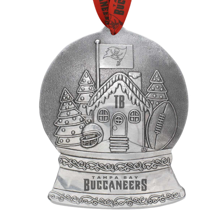 Tampa Bay Buccaneers Gingerbread Football Fan House Snow Globe Ornament