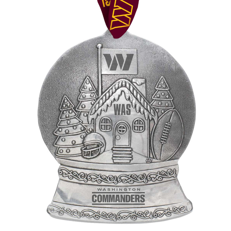 Washington Commanders Gingerbread Football Fan House Snow Globe Ornament