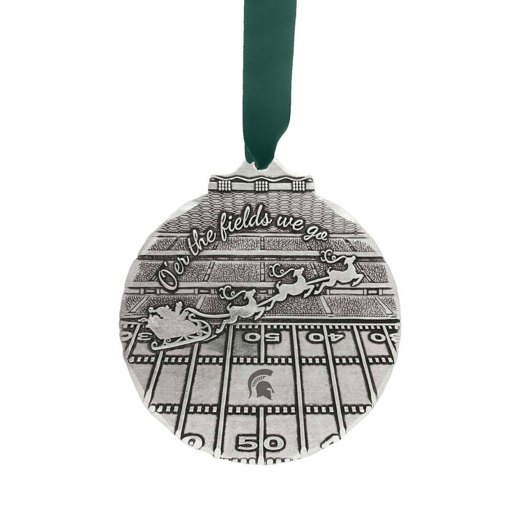 Michigan State Over the Fields We go Football Field Christmas Ornament