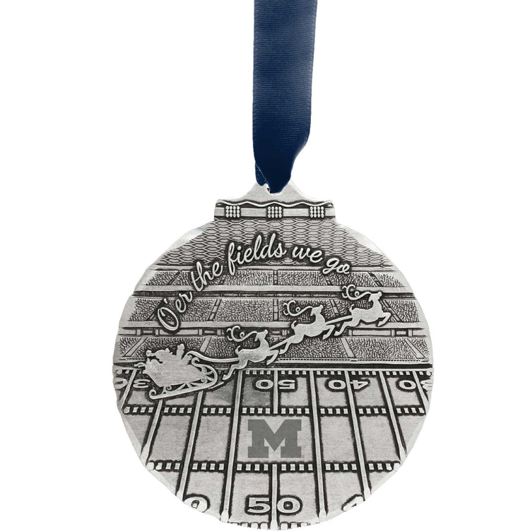 University of Michigan Over the Fields We go Football Field Christmas Ornament