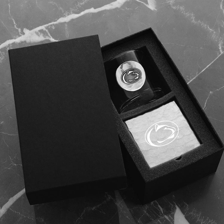 Penn State Rocks Glass and Square Coaster Set
