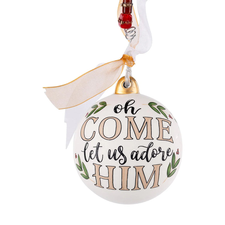 Let Us Adore Him Ceramic Ornament