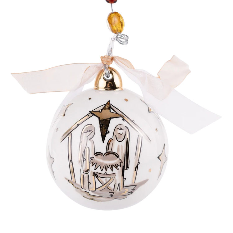 Oh Holy Night Manger Ceramic Ornament 