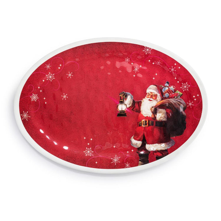 Red Snowfall Melamine Oval Platter