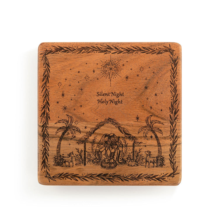 Silent Night Holy Night Wood Trivet