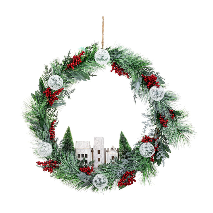 Wreath Village with Holly