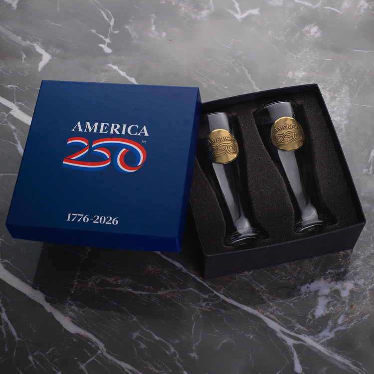 America250 Commemorative Pilsner Set with Bronze Medallions