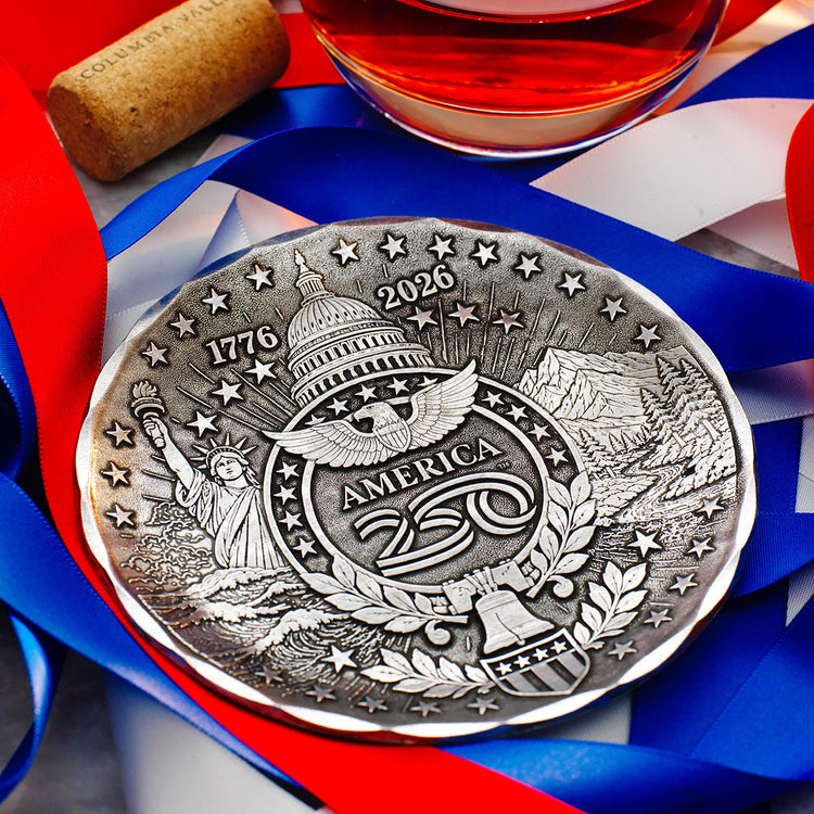America250 Commemorative Aluminum Coaster with Patriotic Designs