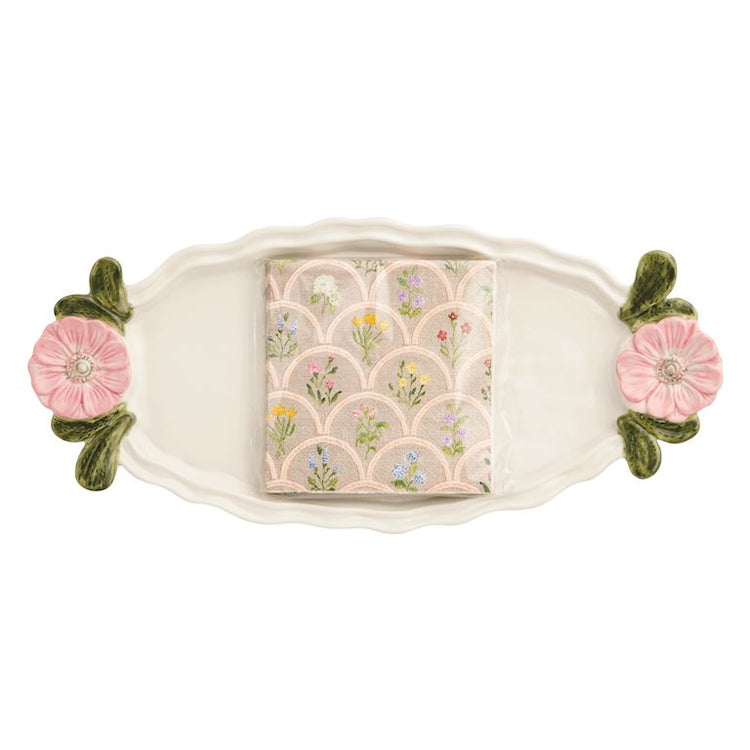 Flower Handle Tray & Napkin Set 