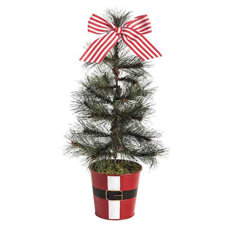 Large Faux Fraser Fir Tree in Santa Belt Planter