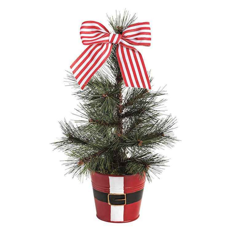 Small Faux Fraser Fir Tree in Santa Belt Planter