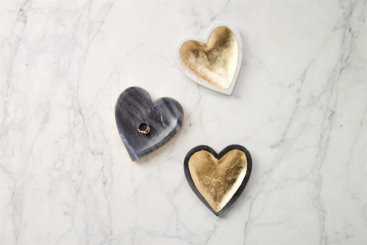 Gray Marble Foil Heart Tray
