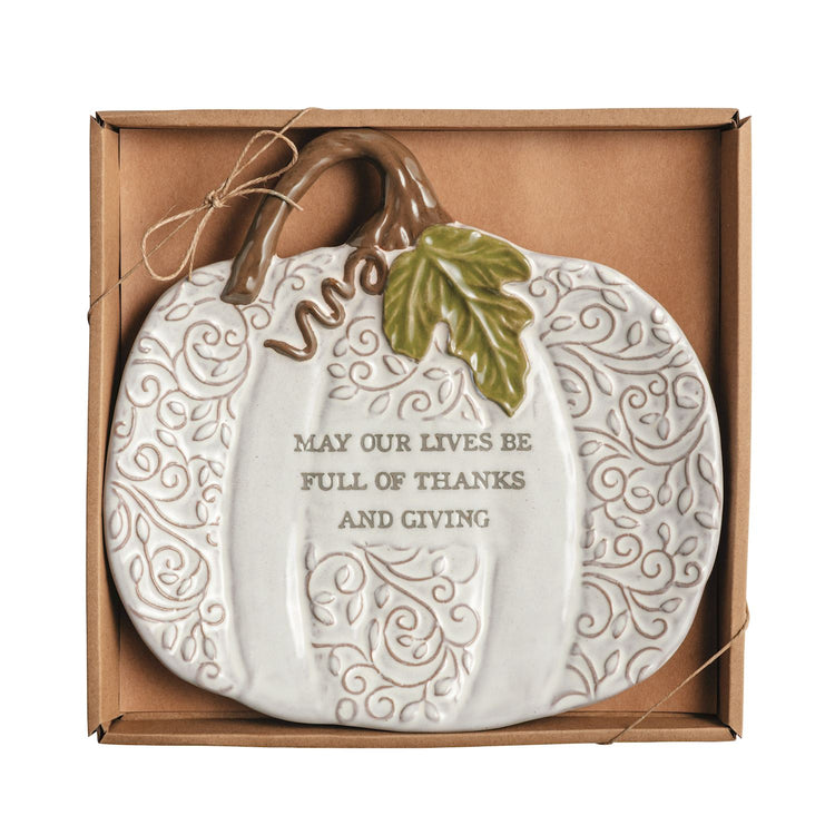 White Pumpkin Sentiment Plate 