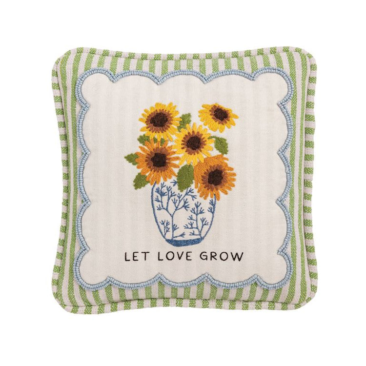 Love Grow Embellished Garden Pillow