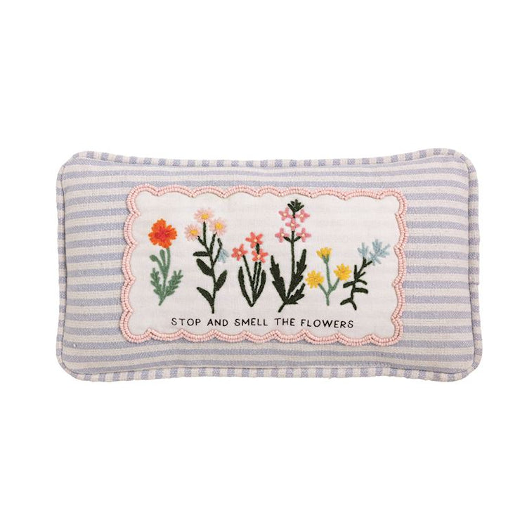 Smell The Flowers Embellished Garden Pillow