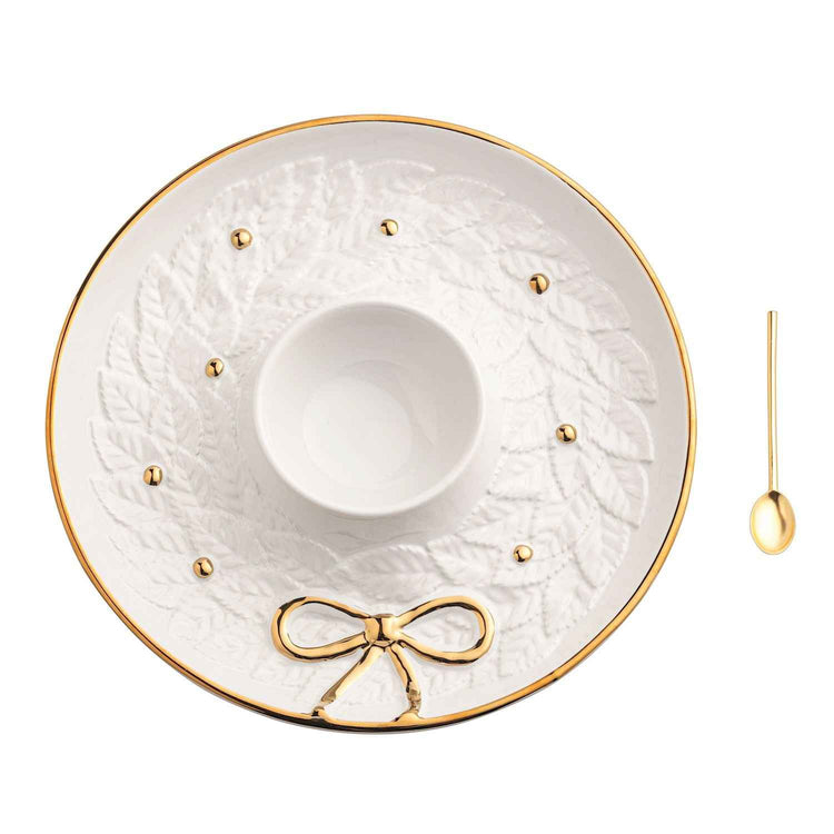 Gold Wreath Chip & Dip Server