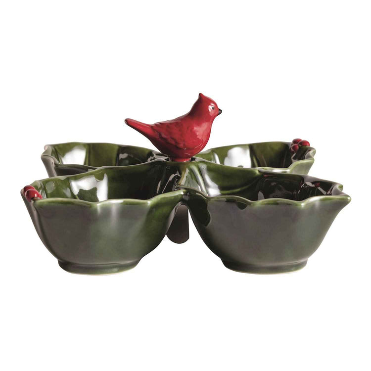 Holly Cardinal Tidbit Tray