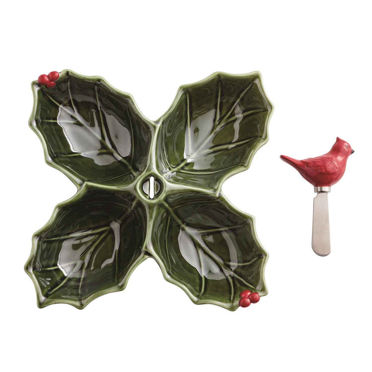 Holly Cardinal Tidbit Tray