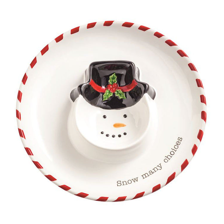 Snowman chip and dip tray