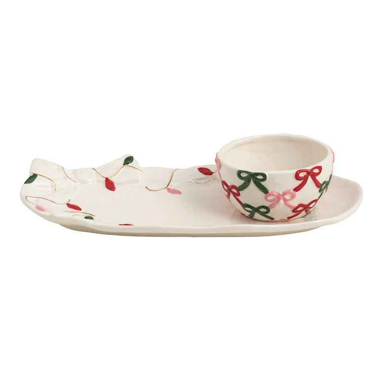 Holiday Bow Tray & Tidbit Set