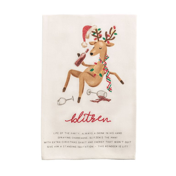 Blitzen  Reindeer Decorative Holiday Towel