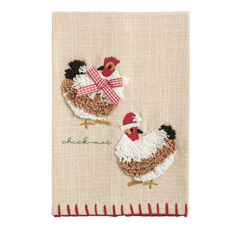 Chick-mas Embroidered Tea Towel