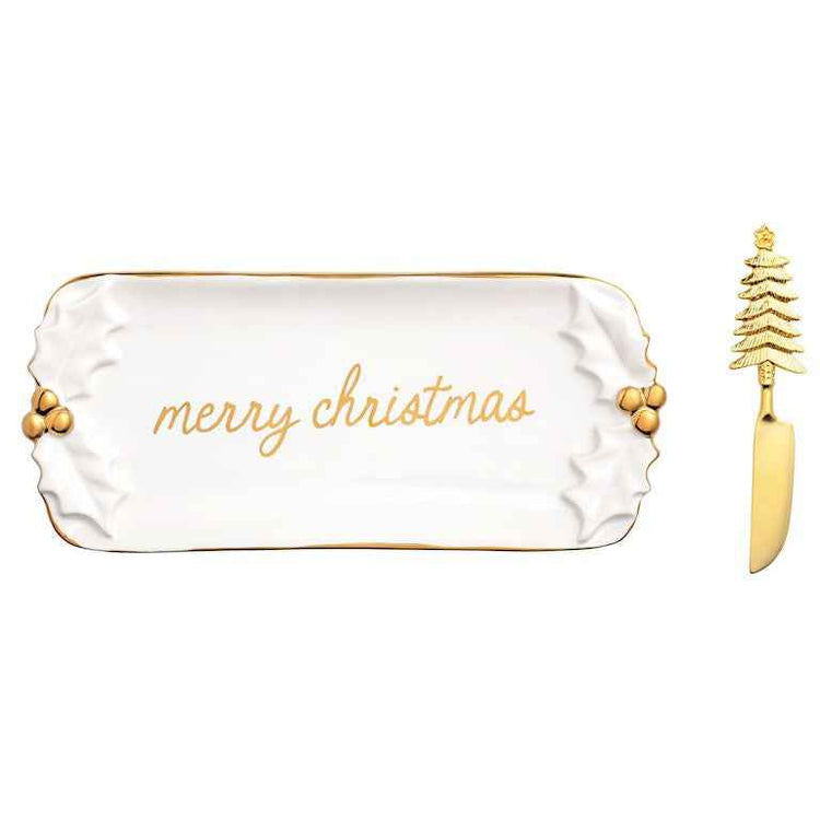 Gold Holly Butter Dish Set