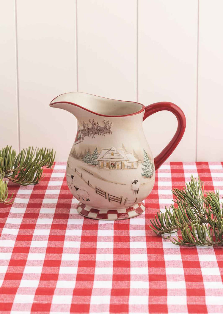 Farm Christmas Scene Pitcher