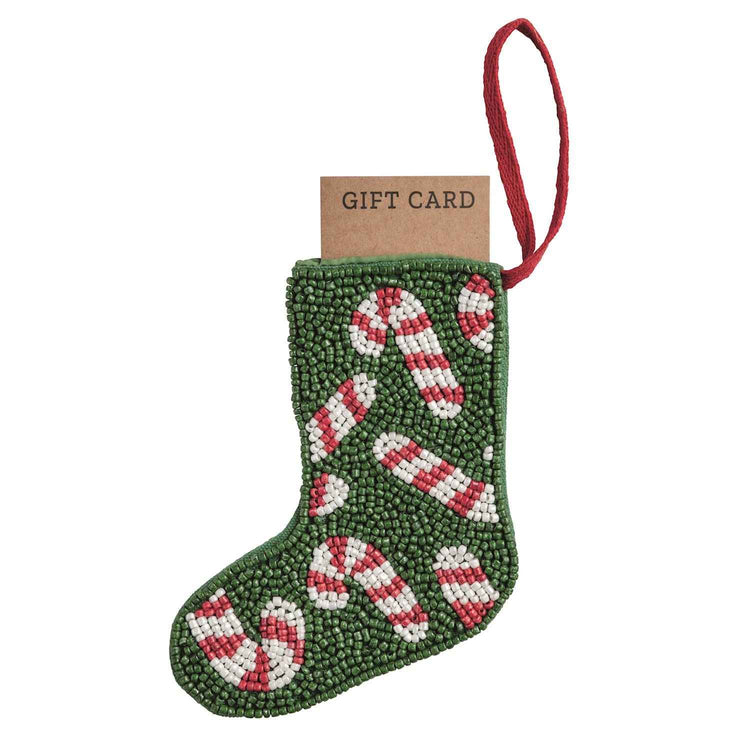 Candy Cane Beaded Stocking Ornament