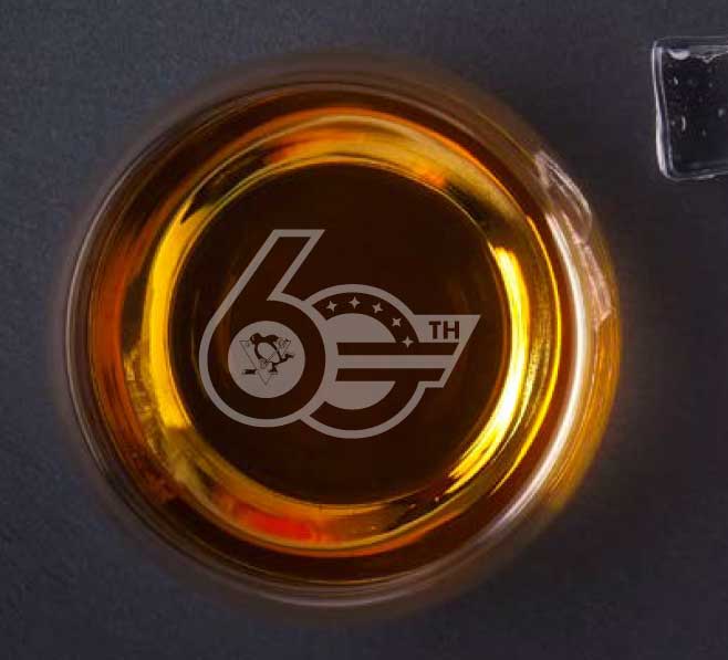 Limited Edition Pittsburgh Penguins 60th Season Big 3 Rocks Glass & Bronze Coaster Set 