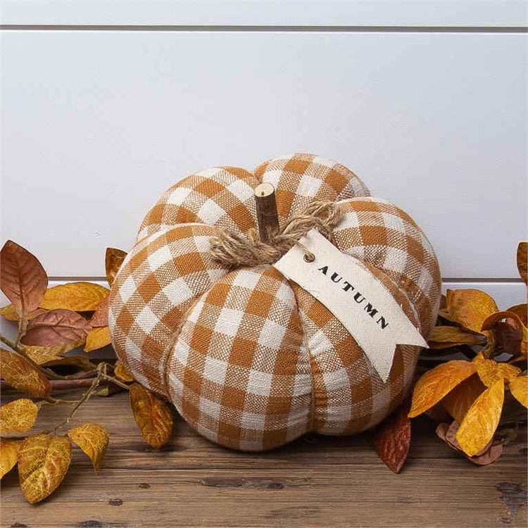 Plaid Pumpkin with Fabric Tag 