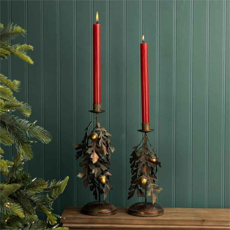 Harvest Oak Taper Holder Set of 2