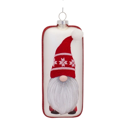 Gnome Snowflake Hat Glass Ornament
