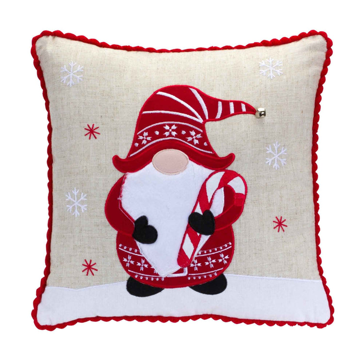 Candy Cane Gnome Throw Pillow