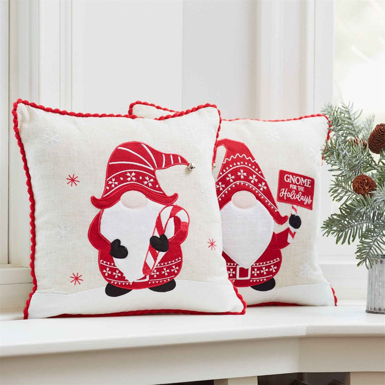 Candy Cane Gnome Throw Pillow