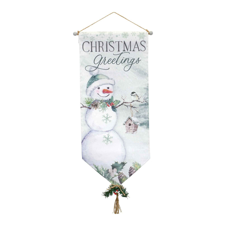 Christmas Greetings Snowman Wall Banner