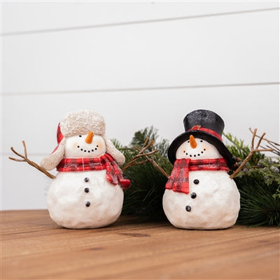 Snowman With Lumberjack Cap