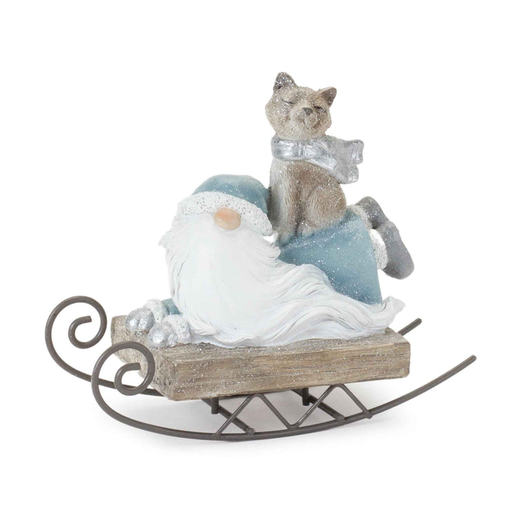 Santa Gnome & Fox Sleigh Figurine