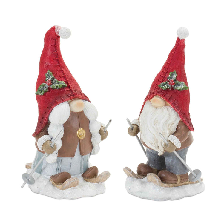 Skiing Girl Gnome Figurine