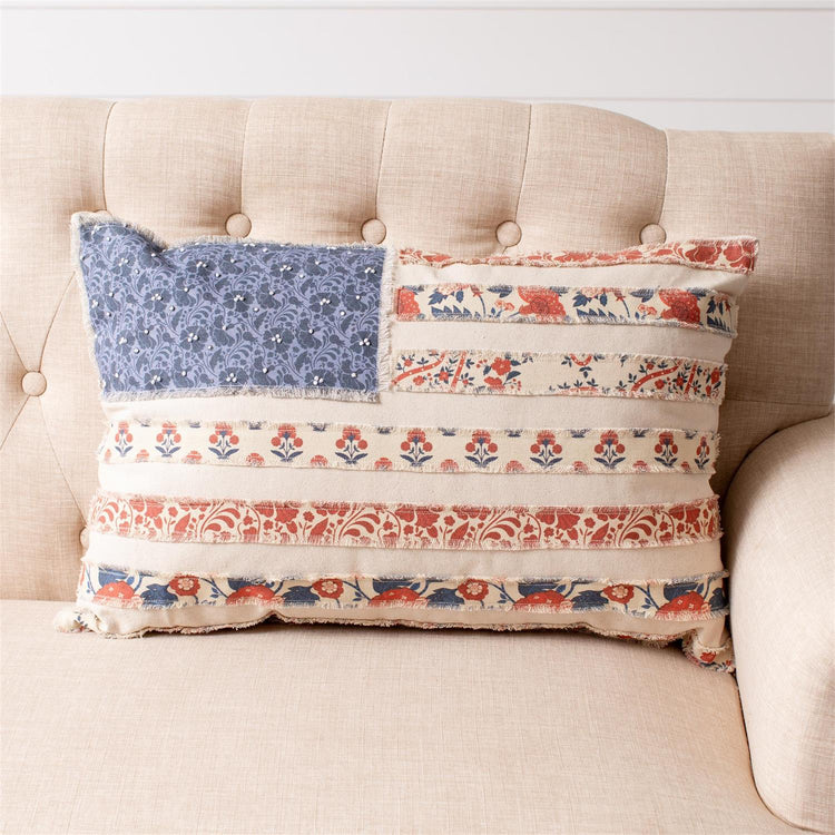 Lumbar Pillow Patchwork American Flag - Wendell August Forge
