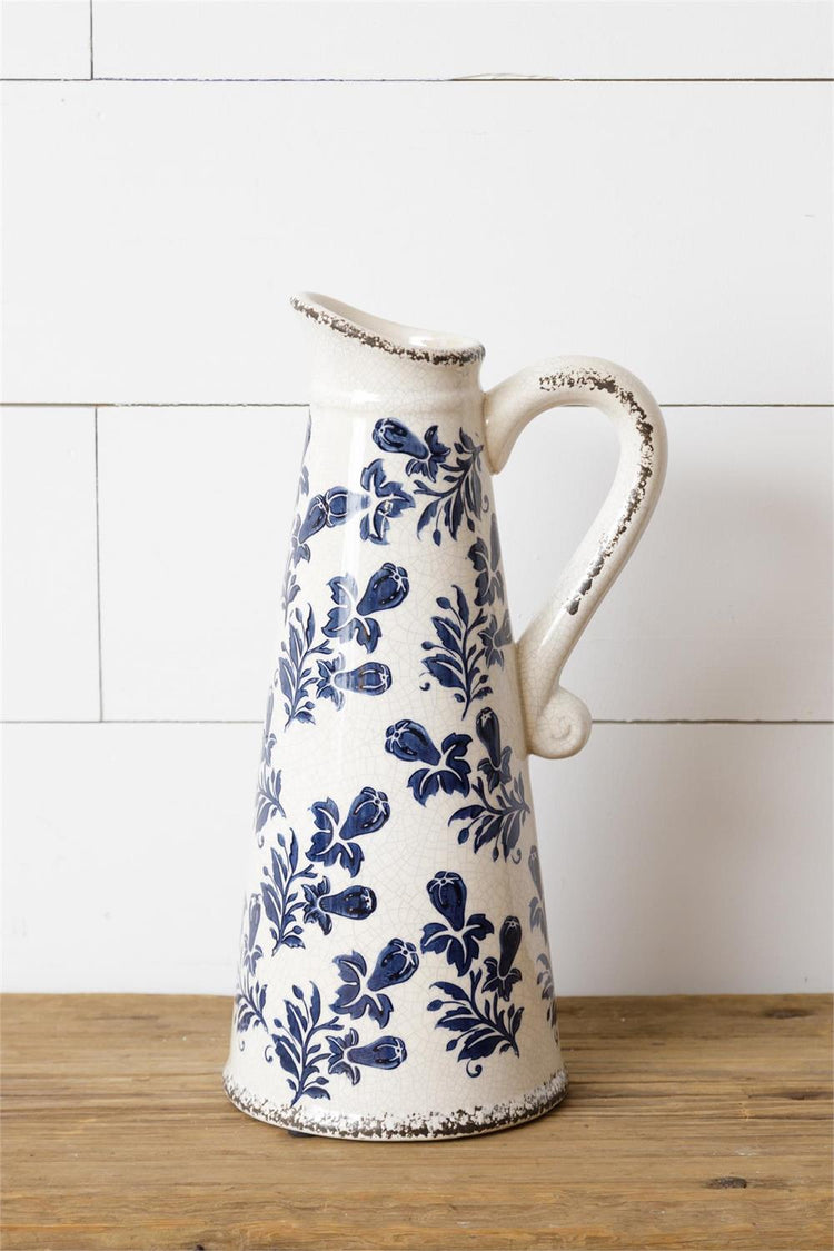 Pitcher Blue Floral - Wendell August Forge