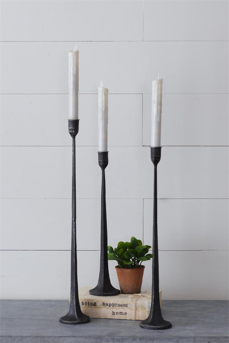 Hand Forged Metal Candle Holder Set of Three