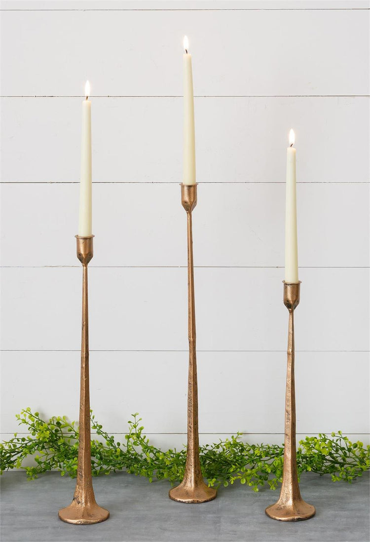 Hand Forged Copper Candle Holder Set of Three