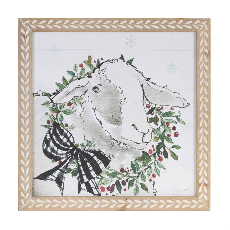 Holiday Sheep Wreath Framed Wall Art