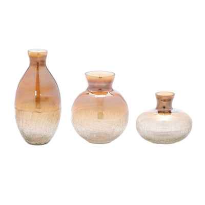 Small Amber Frost Glass Vase 