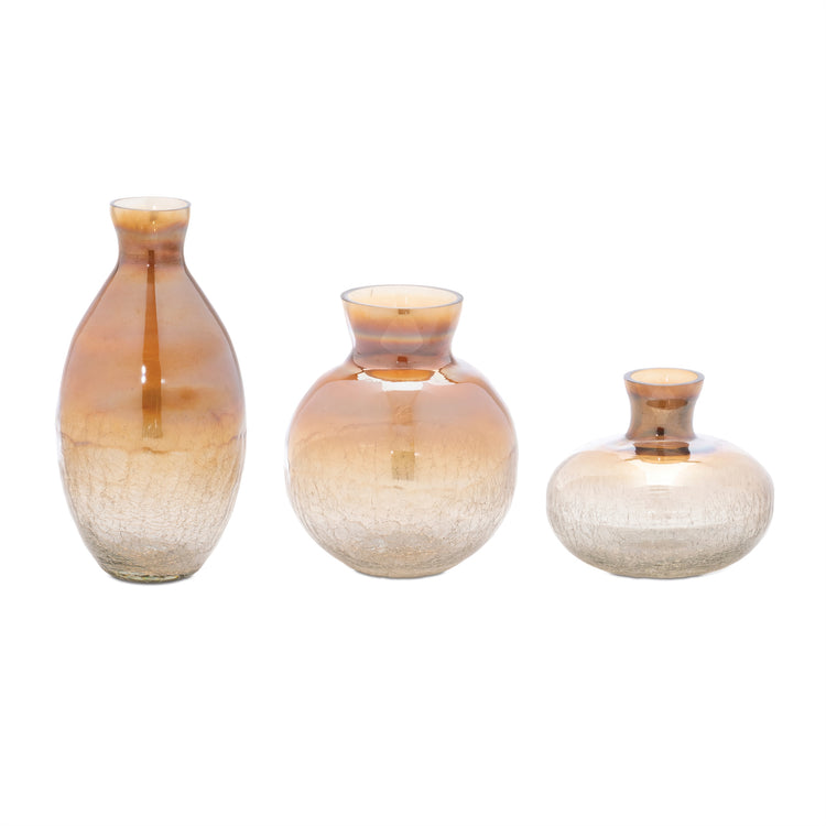Medium Round Amber Frost Glass Vase 