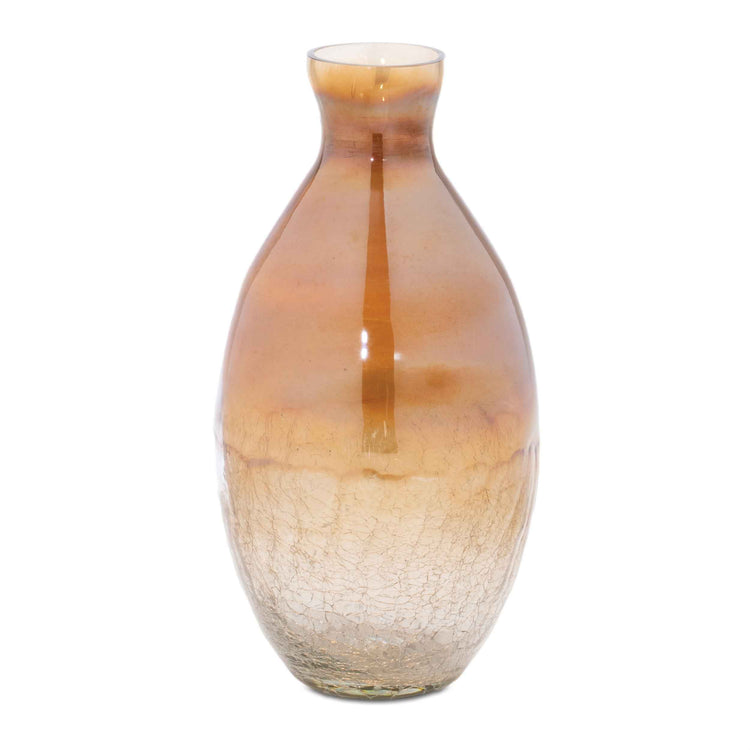 Tall Amber Frost Glass Vase 