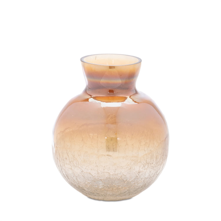 Medium Round Amber Frost Glass Vase 
